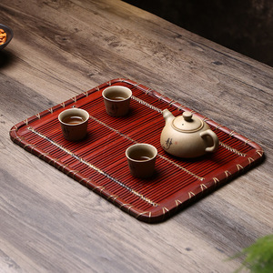 Handmade Bamboo Woven Tea Mat Rectangle Zen Style Tea Ceremony Accessory Mats Pads - Product Image 2