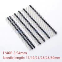 En-tête de broches 2,54 mm, à broches droites, 1x40P, longueur 15/17/19/21/23/25/30 mm, entretoise de carte, rangée simple, double, plastique, cuivre