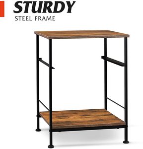 Mesita de noche <span class=keywords><strong>con</strong></span> cajón de almacenamiento de tela y <span class=keywords><strong>estante</strong></span> de madera abierta, mueble de mesita de noche <span class=keywords><strong>con</strong></span> marco de acero <span class=keywords><strong>para</strong></span> dormitorio - Product Image 5