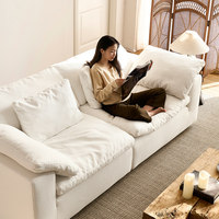 Wabi-Sabi Cloud Sofa Holz Einzelsitz Daunengefüllt Creme Luxus Hotel Villa Projekt Unverpacktes Designer-Set Hergestellt in Japan Ohne Verpackung