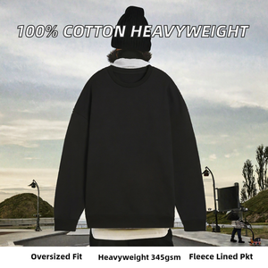 เสื้อสเวตเชิ้ตผู้ชายผ้าฝ้าย 100% หนานุ่ม ทรงโอเวอร์ไซส์ คอกลม มีกระเป๋า สไตล์สตรีทแวร์ สำหรับฤดูหนาว - Product Image 2