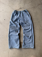 Ensemble de survêtement unisexe surdimensionné High Street Custom pour homme, gris ardoise bleu délavé, avec sweat à capuche à motif lettres et pantalon de jogging coupe ample