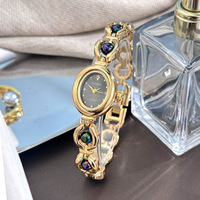 Montre élégante en perles pour femmes avec boîtier en alliage vintage, montres à quartz de qualité supérieure