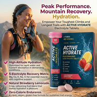 Comprimés effervescents d'électrolytes Active Hydrate saveur fraise-citron pour une réhydratation rapide et un soutien aux performances