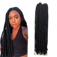 Extensions de cheveux synthétiques pré-collées au crochet, dreadlocks souples et lisses, aspect naturel, 22 pouces, vente en gros