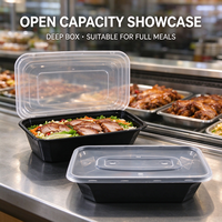Boîte à emporter jetable en PP avec couvercle transparent à trous d'aération, anti-fuite, type bento, pour l'emballage de plats préparés en supermarché
