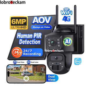 Caméra de sécurité solaire PTZ IP Iobroteckam 4G avec carte SIM WiFi 6MP HD pour la surveillance extérieure de la ferme et la construction - Product Image 1
