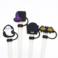 Capuchon de paille en silicone 2D 3D motif dessin animé Halloween, bouchon anti-poussière pour gobelet 8mm 10mm, qualité alimentaire, réutilisable, écologique