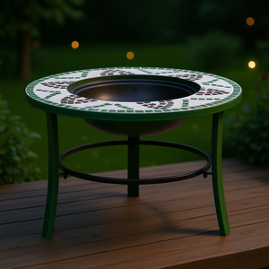 Brasero de Cerámica Verde con Mosaico, 26.8 Pulgadas, para Exteriores, con Combustible de Bioetanol, Estilo Moderno, Independiente, Ecológico - Product Image 2