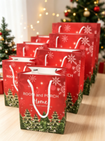 Emballages cadeaux artisanaux de luxe durables en carton, sacs en papier résistants à la graisse, poignées en ruban, biodégradables, impression offset avec logo personnalisé