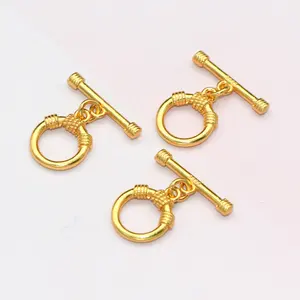 Jewelry Making Findings Gold Plated S925 Sterling Silver OT Toggle Clasp Connector For DIY Women Men Bracelet Necklace