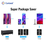 Indoor Hochwertiges Faltbares Schlankes Doppelseitiges P1.8 P2.5 83 93 Zoll LED-Poster Display-Bildschirmwand für Messen und Geschäfte