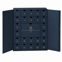 Boîte de calendrier de l'avent à double porte avec tiroir, 25 compartiments, emballage cadeau de Noël de luxe vide, boîte de compte à rebours en carton rigide