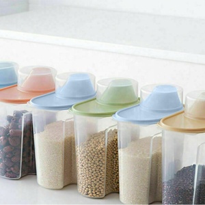 Botellas de plástico transparente para almacenamiento de alimentos, contenedor de comida seca con tapas para cocina, dispensador duradero de cereales, tarros de almacenamiento de granos de arroz - Product Image 1