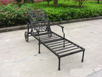 Chaise longue de plage portable et durable en aluminium noir résistante aux UV pour cour et parc