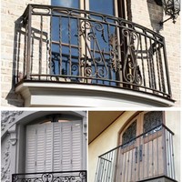 Grilles et moustiquaires en fer de style européen, filets anti-effraction à ouverture verticale, mains courantes d'escalier rotatives, garde-corps courbes, clôtures
