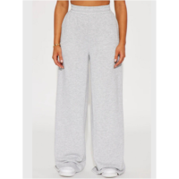 Pantalon de survêtement ample et respirant en molleton avec poches latérales, taille élastique de haute qualité pour femme