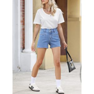 Short en jean pour femme Sidefeel, décontracté, taille haute, extensible, denim d'été, poches, style droit sexy, respirant, imprimé B0DL4BT7CZ - Product Image 4
