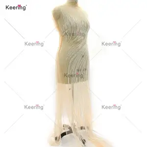Keering-Vestido largo de WDP-067, cristales delanteros y traseros, rebordeados, apliques de corpiño de diamantes de imitación