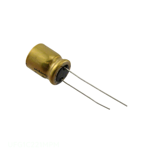 Condensador de Aluminio UFG1C221MPM de Canal de Fabricante, Tipo Through Hole, 220uF, 20%, 16V, Radial TH - Product Image 1