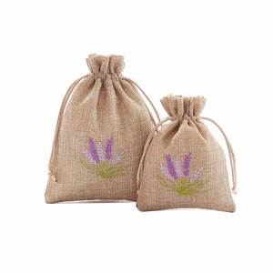 Venta al por Mayor de Bolsas de Tela Reutilizables Ecológicas USM, Bordadas con Flores Secas de Lavanda, de Lino y Yute, con Cordón y Logotipo Personalizado - Product Image 6