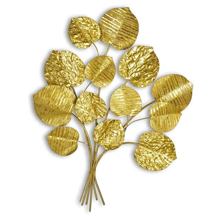 IVYDECO Luxury Metal Tree Wall Sculpture Leaf Gold Leaves Wall Art for Home Decor