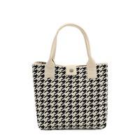 Nouveau Sac Fourre-tout Tricoté 2025 avec Chaîne, Grande Capacité, Polyvalent, Élégant, Style Jardin, Motif Pied-de-Poule Vertical