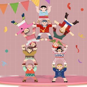 20 Piezas de Bloques de Construcción de Equilibrio Encajables de la Tropa Acrobática del Circo Hércules, Juego de Juguetes de Madera Apilables para Niños - Product Image 6