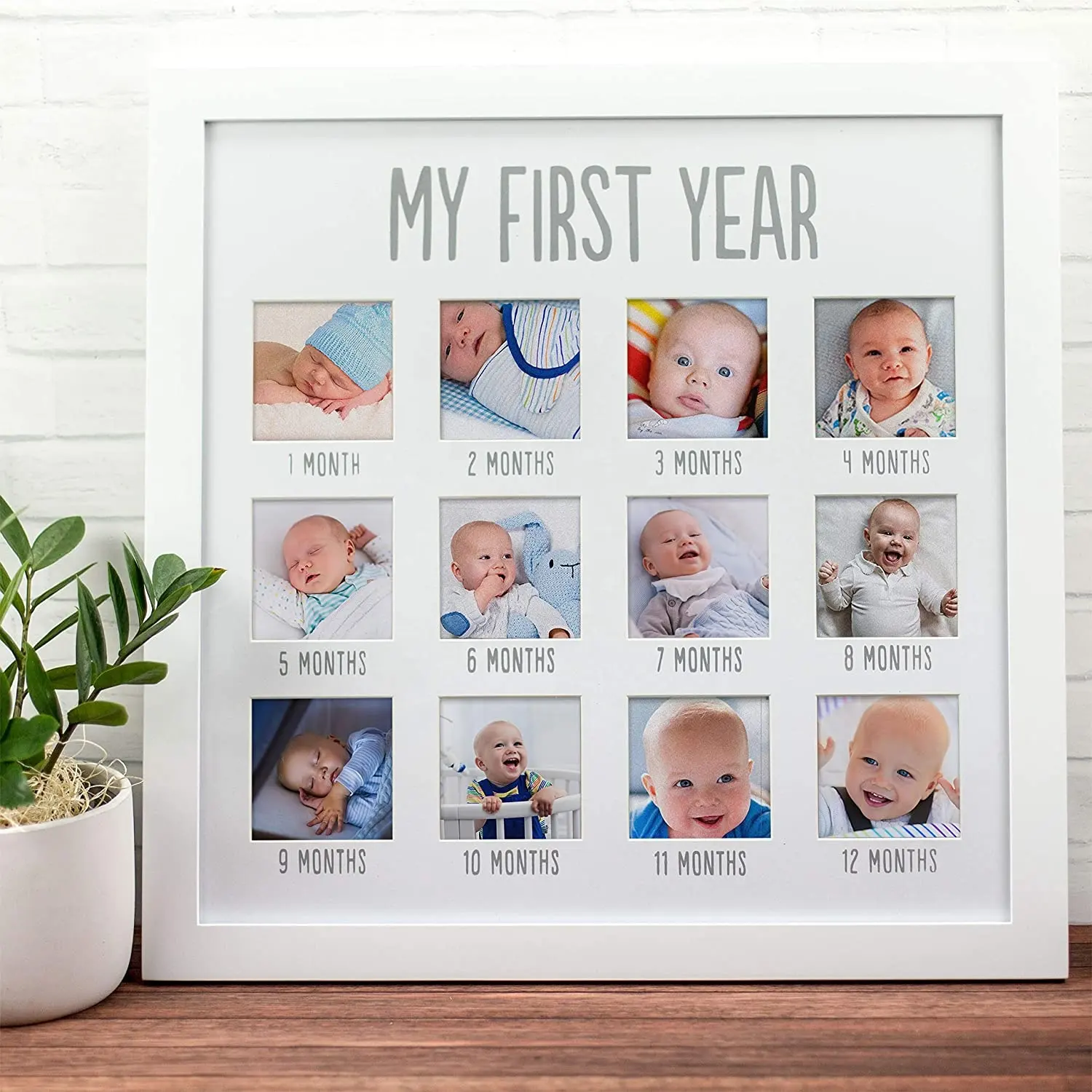 Marco de recuerdo de bebé, primer año de foto, Regalo para mamá, para estar o estar en la espera de los padres
