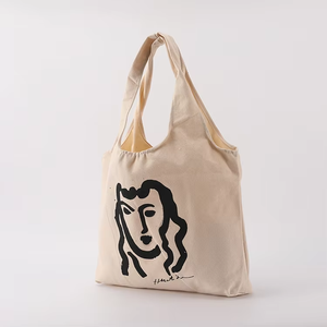 Bolso <span class=keywords><strong>de</strong></span> tela <span class=keywords><strong>de</strong></span> lona <span class=keywords><strong>de</strong></span> algodón para mujer Weekender <span class=keywords><strong>de</strong></span> gran tamaño con logotipo personalizado - Product Image 4