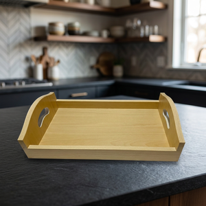 <b>Large</b> Handmade Eco Friendly Bamboo <b>Tray</b> Handles Multifunctional Design Bathroom Shower Storage Shelf Decorative Food <b>Serving</b> - Product Image 1