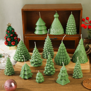 Handmade Green <b>Christmas</b> <b>Tree</b> Shape Art <b>Candle</b> Cute Scented <b>Candle</b> for Home Decoration - Product Image 1