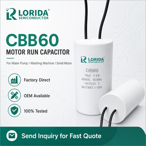Lorida <span class=keywords><strong>CBB60</strong></span> 450V 3UF/4UF/<span class=keywords><strong>6UF</strong></span>/8UF/10UF/12UF/14UF/15UF/16UF/18UF/20UF/22UF/<span class=keywords><strong>condensateur</strong></span> <span class=keywords><strong>Cbb60</strong></span> pour machine à laver à démarrage moteur 24UF - Product Image 6