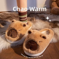 Chaussons d'intérieur pour femme en suède avec semelle EVA antidérapante, motif Capybara Couple, chauds, nouvelle collection Automne/Hiver 2025, en peluche mignonne style dessin animé