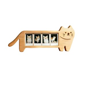 กรอบรูปสี่ช่องรูปแมวการ์ตูนพร้อมฐานตั้งโต๊ะไม้สำหรับเก็บความทรงจำการเติบโตของสัตว์เลี้ยง - Product Image 5