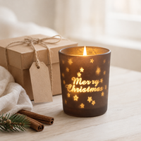 Pot à bougie vide en verre dépoli de qualité supérieure, motif étoile et renne, pour centre de table de Noël, présentation de cadeaux saisonniers
