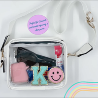 Sacs approuvés pour les stades, sac à bandoulière transparent en PVC chenille, sac à main transparent pour concert