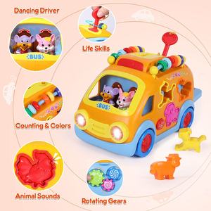 Jouet de bus pour bébé, voiture musicale d'apprentissage avec blocs d'animaux, trieur de formes éducatif pour la motricité fine et le développement précoce - Product Image 4