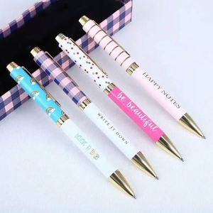 Cute Inspirational Quote <b>Ballpoint</b> <b>Pen</b>, Decorative Patterned <b>Pen</b> with Gold Trim for Girls, Students & Gifts - Product Image 1