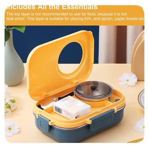 Ланч-бокс из нержавеющей стали с 3 отделениями, для детей и взрослых, с суповой миской, набор для школьных обедов - Product Image 3