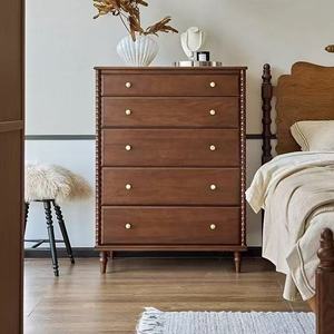 Mid-century 5-Drawer Chest Solid Ash Wood Construction Column <b>Leg</b> Fully Assembled Modern <b>Sideboard</b> Living Room Home - Product Image 1