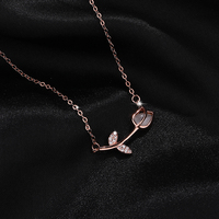 Zierliche 925 Sterling Silber Fine Jewelry Koreanische Mode Zirkon Blume Opal Tulpe Anhänger Halskette für Frauen