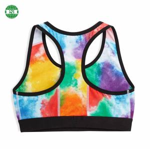 95% Polyester 5% Elatane Sport Bra Tie Dye Design Print Racer Backs Yoga Bra Entièrement Personnalisé Avec Votre Propre Tech Pack - Product Image 2