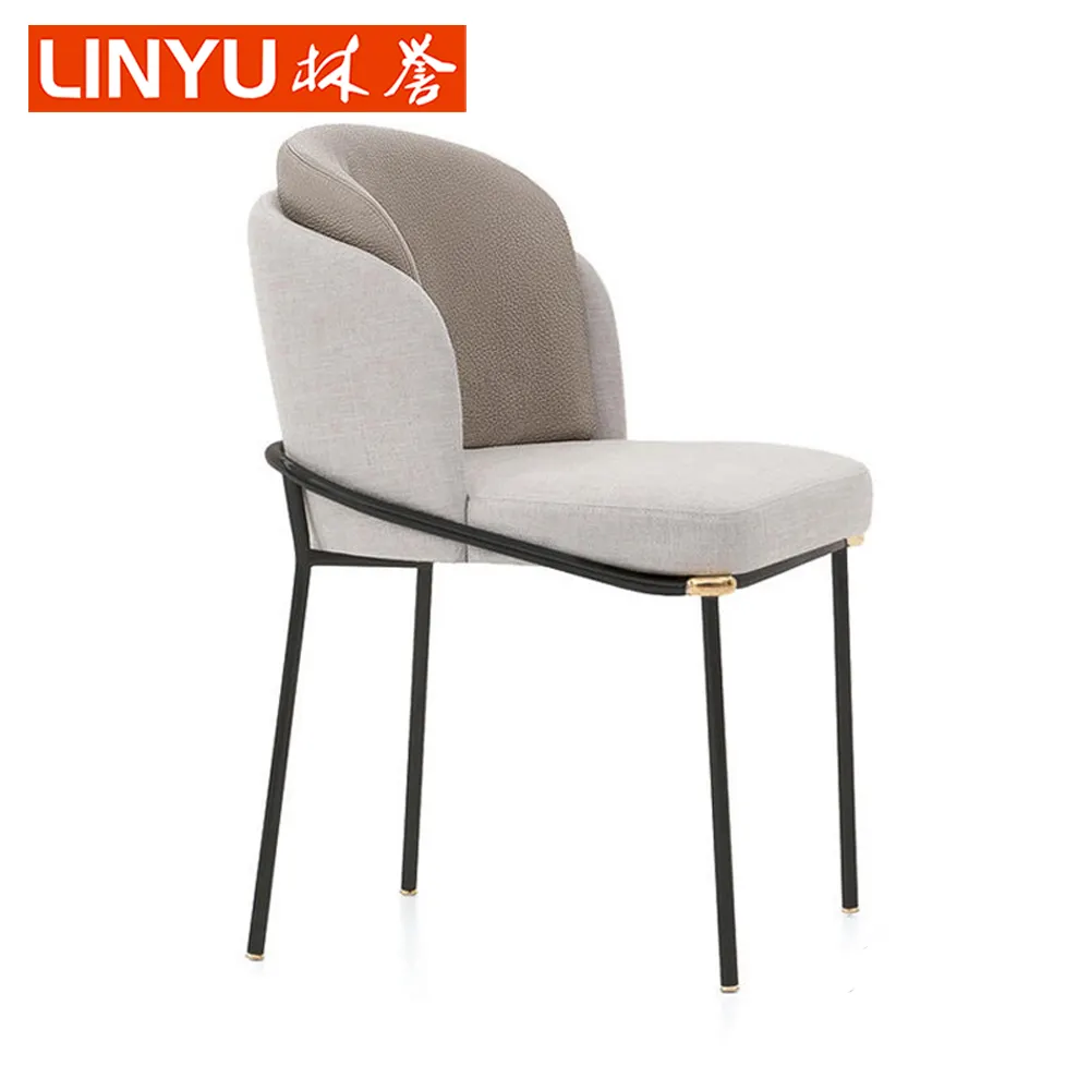 Moldura de aço luxuosa com ss, acessórios de tecido de couro genuíno para restaurante, hotel, sala de jantar, cadeira moderna, YC-207