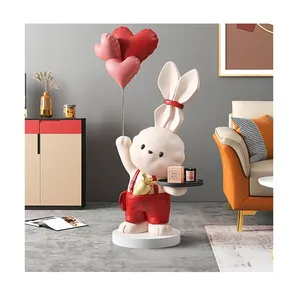 <span class=keywords><strong>2023</strong></span> Venta al por mayor: Escultura <span class=keywords><strong>de</strong></span> conejo con bandeja para decoración del hogar, adornos <span class=keywords><strong>de</strong></span> suelo grandes para interiores - Product Image 1