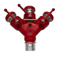 Katup Pembagi Air Portabel Tiga Arah Fleksibel Aluminium untuk Pemadam Kebakaran, Inlet 80mm, 3*65mm Outlet, Kopling Air Pemadam Kebakaran 1.6 MPa
