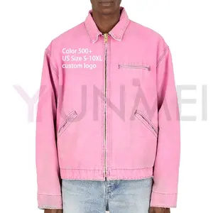 crop washed work fit twill cotton jacket custom logo jeket designer shirt utility vintage custom denim jacket for man