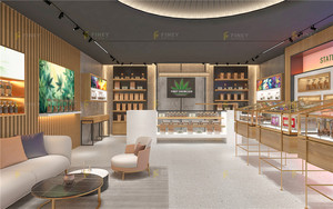 Magasin de cigares moderne en acier doré Design d'intérieur Présentoir au sol Armoire de magasin de fumée Vitrine de magasin de fumée en verre pour magasin de détail - Product Image 2