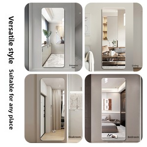 <span class=keywords><strong>Espejo</strong></span> de cuerpo entero sin marco, de lujo ligero, autoadhesivo, minimalista, moderno, para puertas de armario, dormitorio, hogar - Product Image 4