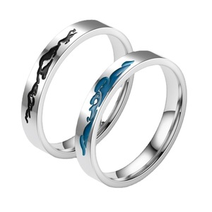 Ensemble de bagues de fiançailles et de mariage pour couple en argent sterling S925, soleil et lune, ouverture réglable - Product Image 6